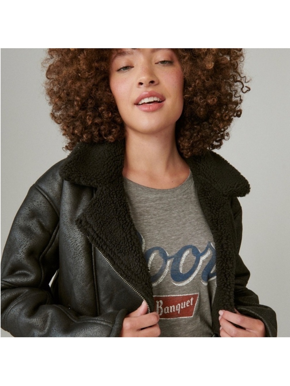 Lucky Brand Faux Shearling Moto Jacket